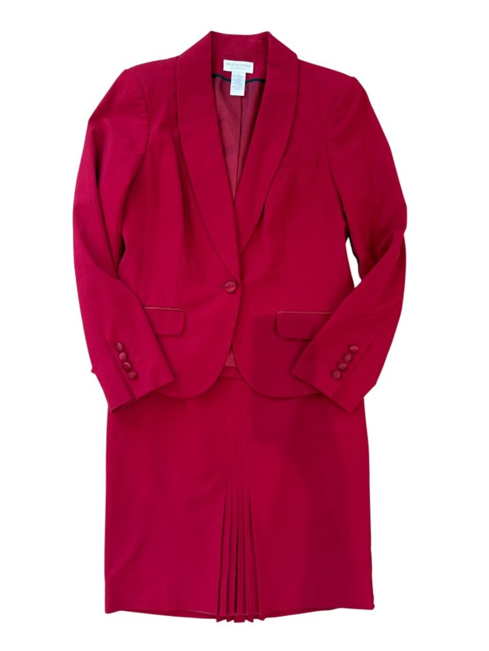 Worthington Stretch Red Skirt Suit Set Blazer size 10 Skirt size 6